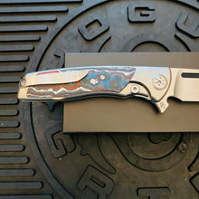Load image into Gallery viewer, Sharp By Design Mini Evo Flipper 3.25&quot; Satin Drop Point NEBULA FAT CARBON Inlay Knife
