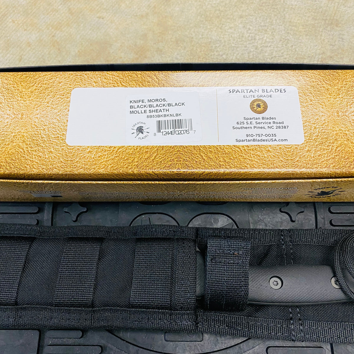 Spartan Blades Moros Black Combat Utility 5.25" Fixed Knife with Black MOLLE Sheath SB53BKBKNLBK