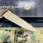 Spartan Blades Moros Flat Dark Earth Combat Utility 5.25" Fixed Knife with Multicam Molle Sheath SB53DEGRNLMC