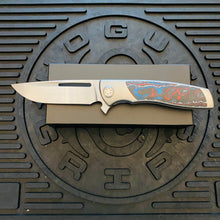 Load image into Gallery viewer, Sharp By Design Mini Evo Flipper 3.25&quot; Satin Drop Point NEBULA FAT CARBON Inlay Knife
