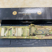 Load image into Gallery viewer, Spartan Blades Harsey Tactical Trout Flat Dark Earth Camo Handles 4.5&quot; Fixed Blade Knife with Multicam Molle Sheath SB43DECMNLMC
