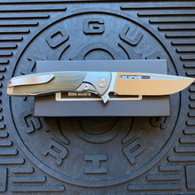Load image into Gallery viewer, Sharp By Design Mini Evo Flipper 3.25&quot; Satin Drop Point OD OLIVE  MICARTA Inlay Knife
