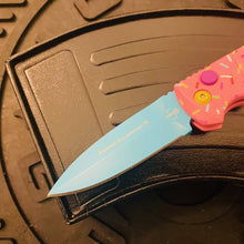 Load image into Gallery viewer, Boker MINI Dessert Warrior Kalashnikov Dagger Automatic Knife 2.5&quot; Blue Donut
