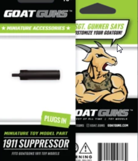 Goatguns Mini 1911 Suppressor - Black- Die Cast Model Toy
