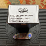 Curtiss Custom F3 Medium 3" Spanto NON-Flipper,Titanium Torched Tiger Striped Handles, Stonewash Magnacut Purple Hardware Folding Knife