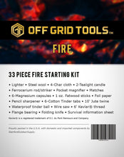 Load image into Gallery viewer, Offgrid Tools FIRE - 33 PIECE FIRE STARTING KIT
