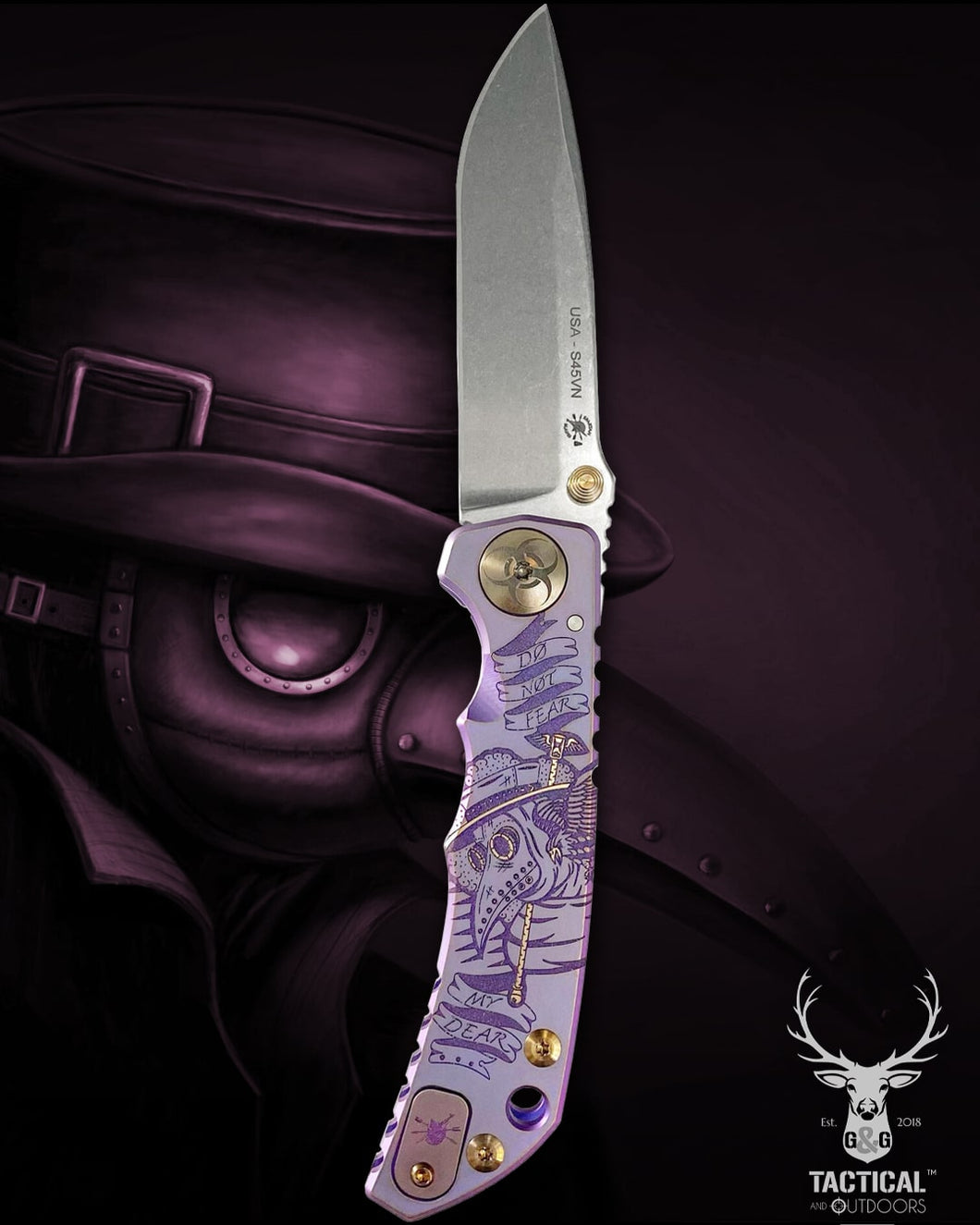 Spartan Blades Harsey Folder - Plague Doctor PURPLE Special Edition Knife