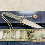 Spartan Blades Harsey Tactical Trout Flat Dark Earth Camo Handles 4.5" Fixed Blade Knife with Multicam Molle Sheath SB43DECMNLMC