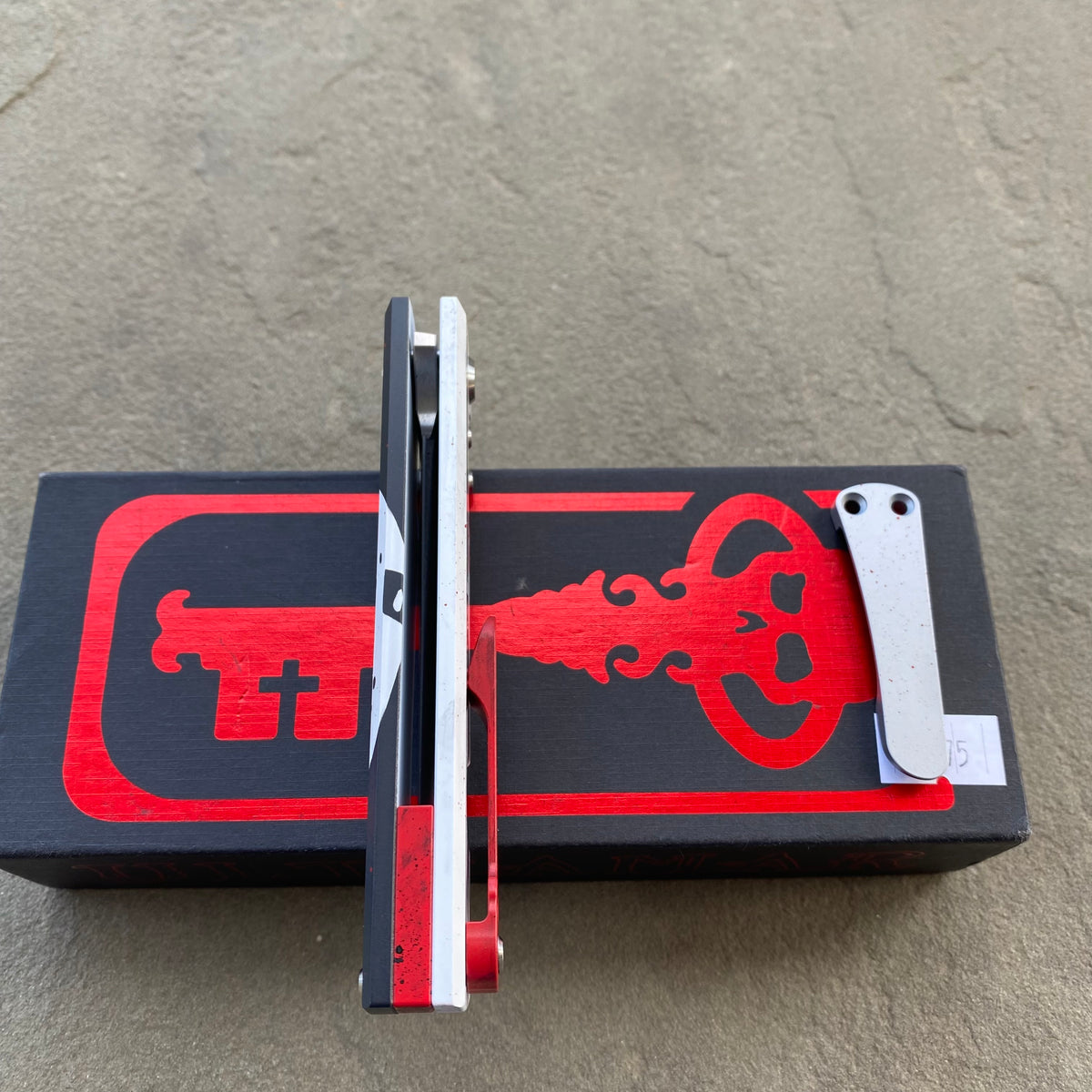 Chaves Sangre 229 Wharncliffe JASON THEME Stonewash Ti Belt Finish 3.7" Folding Knife