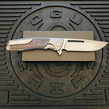 Load image into Gallery viewer, Sharp By Design Mini Evo Flipper 3.25&quot; Satin Drop Point PURPLE HAZE FAT CARBON Inlay Knife
