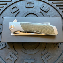 Load image into Gallery viewer, Sharp By Design Mini Evo Flipper 3.25&quot; Satin Drop Point OD OLIVE  MICARTA Inlay Knife
