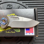 Curtiss Custom F3 Medium 3" Slicer NON-Flipper, Fragmill Titanium Torched Handles, Stonewash Magnacut Torched Hardware Folding Knife