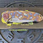 Curtiss Custom F3 Large 3.75" Slicer, Non-Flipper, Titanium Frag Mill Handles, Root Beer Hardware, Magnacut Knife