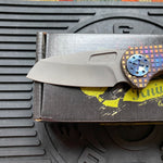 Curtiss Custom F3 Medium 3" Wharny NON-Flipper, Frag-mill Titanium Torched Handles, Stonewash Magnacut Torched Hardware Folding Knife