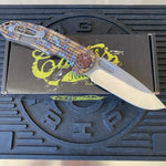 Curtiss Custom F3 Large 3.75" Slicer, Non-Flipper, Titanium Frag Mill Handles, Root Beer Hardware, Magnacut Knife