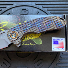 Load image into Gallery viewer, Curtiss Custom F3 Medium 3.25&quot; Wharny Flipper, Frag-Mill Titanium Torched Handles, Blasted Magnacut, Torched Hardware Folding Knife
