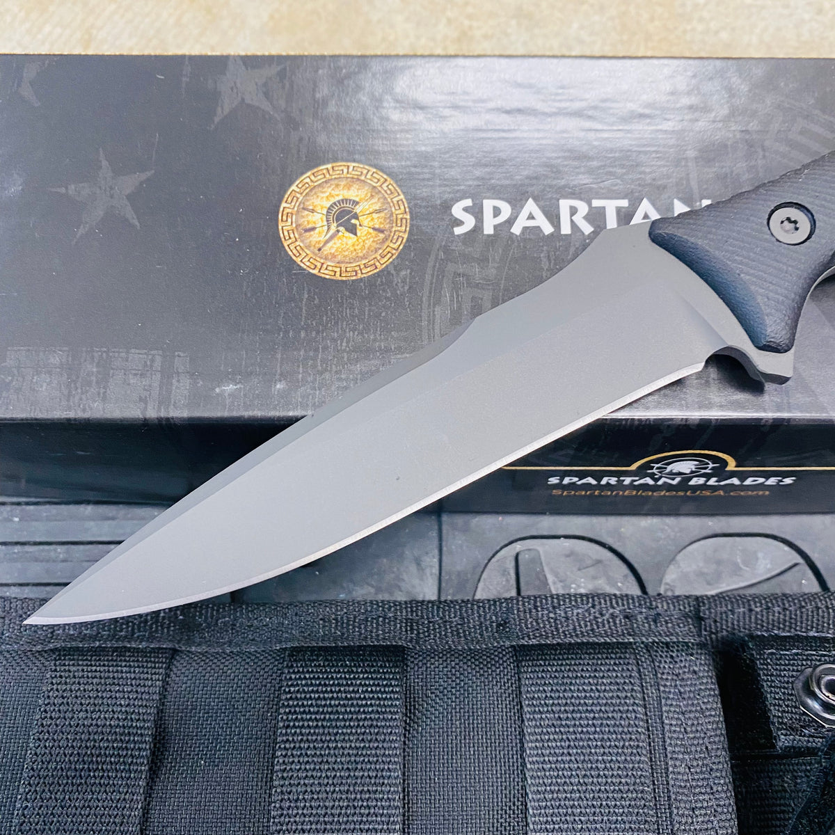 Spartan Blades Moros Black Combat Utility 5.25" Fixed Knife with Black MOLLE Sheath SB53BKBKNLBK