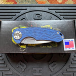 Curtiss Custom F3 Medium 3" Spanto NON-Flipper, Blue Titanium FJ-Mill "Dragon Scale", Stonewash Magnacut Folding Knife