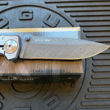 Load image into Gallery viewer, Spartan Blades SF5 VIKING Damascus SHF Viking Longboat Harsey Folding Knife 3.95&quot; Damascus Blade, Titanium Handles
