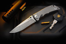 Load image into Gallery viewer, Spartan Blades SHF SF10SW 3.25 Harsey Folding Knife 3.25&quot; S45VN Stonewashed Blade, Bead Blasted Titanium Handles
