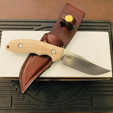 Load image into Gallery viewer, Rick Hinderer Emmett Bowie 3.83&quot; Stonewash Natural Micarta CPM 20CV Fixed Blade Knife
