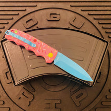 Load image into Gallery viewer, Boker MINI Dessert Warrior Kalashnikov Dagger Automatic Knife 2.5&quot; Blue Donut
