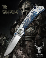 Spartan Blades SF5VIKING SHF Viking Longboat Harsey Folding Knife 3.95" S45VN Stonewashed Plain Blade, Titanium Handles