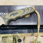 Spartan Blades Harsey Tactical Trout Flat Dark Earth Camo Handles 4.5" Fixed Blade Knife with Multicam Molle Sheath SB43DECMNLMC