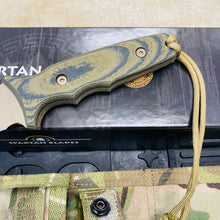 Load image into Gallery viewer, Spartan Blades Harsey Tactical Trout Flat Dark Earth Camo Handles 4.5&quot; Fixed Blade Knife with Multicam Molle Sheath SB43DECMNLMC
