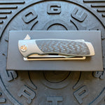 Sharp By Design Mini Evo Flipper 3.25" Satin HARPOON CARBON FIBER Inlay Knife