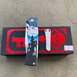 Chaves Sangre 229 Wharncliffe HAUNTED HOUSE HALLOWEEN THEME Stonewash Ti Belt Finish 3.7" Folding Knife