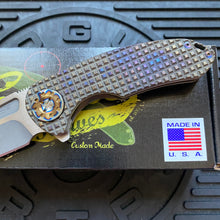 Load image into Gallery viewer, Curtiss Custom F3 Medium 3.25&quot; Spanto Flipper, Frag-Mill Titanium Torched Handles, 2 Tone Magnacut, Torched Hardware Folding Knife
