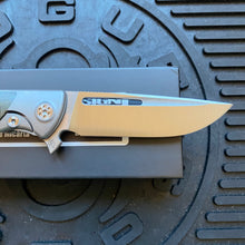 Load image into Gallery viewer, Sharp By Design Mini Evo Flipper 3.25&quot; Satin Drop Point OD OLIVE  MICARTA Inlay Knife
