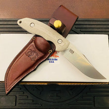 Load image into Gallery viewer, Rick Hinderer Emmett Bowie 3.83&quot; Stonewash OG Green Micarta CPM 20CV Fixed Blade Knife
