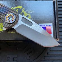 Load image into Gallery viewer, Curtiss Custom F3 Medium 3.25&quot; Spanto Flipper, Frag-Mill Titanium Torched Handles, 2 Tone Magnacut, Torched Hardware Folding Knife
