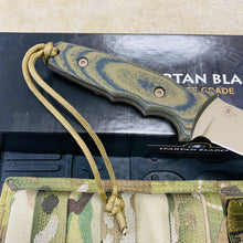 Load image into Gallery viewer, Spartan Blades Harsey Tactical Trout Flat Dark Earth Camo Handles 4.5&quot; Fixed Blade Knife with Multicam Molle Sheath SB43DECMNLMC
