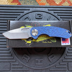 Curtiss Custom F3 Medium 3" Spanto NON-Flipper, Blue Titanium FJ-Mill "Dragon Scale", Stonewash Magnacut Folding Knife
