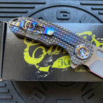 Curtiss Custom F3 Medium 3.25" Spanto Flipper, Frag-Mill Titanium Torched Handles, 2 Tone Magnacut, Torched Hardware Folding Knife