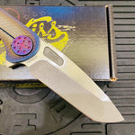 Curtiss Custom F3 Large 3.75" Spanto, Flipper, Titanium Ombre SPM-Mill Handles, Purple Hardware, Magnacut Knife