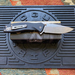 Spartan Blades SF3SW PALLAS Flipper 3.75" S35VN Stonewashed Plain Blade, Black Aluminum Handles