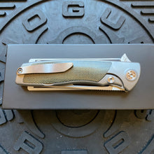 Load image into Gallery viewer, Sharp By Design Mini Evo Flipper 3.25&quot; Satin Drop Point OD OLIVE  MICARTA Inlay Knife
