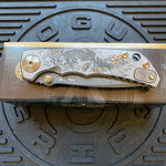 Spartan Blades SF5 KOI FISH Damascus SHF Koi Fish Harsey Folding Knife 3.95" Damascus Blade, Titanium Handles