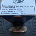 Curtiss Custom F3 Medium SLIM 3.25" Spanto NON-Flipper, Frag-Mill Torched, 2 Tone Stonewash Magnacut Folding Knife