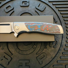 Load image into Gallery viewer, Sharp By Design Mini Evo Flipper 3.25&quot; Satin Drop Point NEBULA FAT CARBON Inlay Knife
