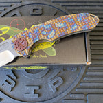 Curtiss Custom F3 Large 3.75" Slicer, Non-Flipper, Titanium Frag Mill Handles, Root Beer Hardware, Magnacut Knife