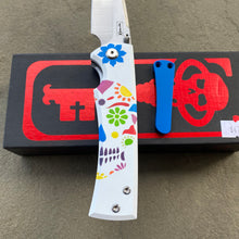 Load image into Gallery viewer, Chaves Liberation 229 Sugar Skulls Dia De Los Muertas Green Clip Tanto Stonewash Ti Belt Finish 3.69&quot; Folding Knife
