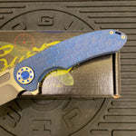 Curtiss Custom F3 Large 3.75" Wharny, Flipper, Titanium Blue PM-Mill Handles, Blue Polished Hardware, Magnacut Knife