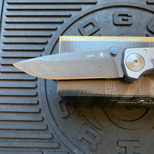 Load image into Gallery viewer, Spartan Blades SF5 VIKING Damascus SHF Viking Longboat Harsey Folding Knife 3.95&quot; Damascus Blade, Titanium Handles
