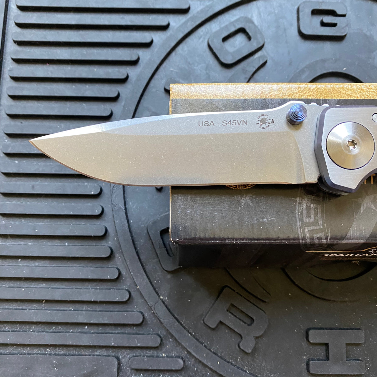 Spartan Blades SF5VIKING SHF Viking Longboat Harsey Folding Knife 3.95" S45VN Stonewashed Plain Blade, Titanium Handles