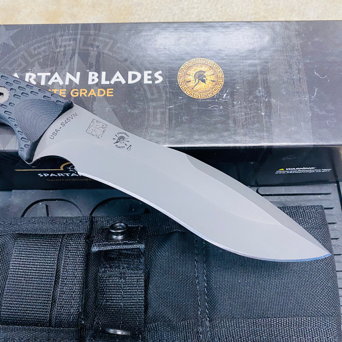 Spartan Blades Ronin Shinto Black 5.6" Blade Black CE Canvas Micarta Handles Knife with Black Nylon Sheath SB47BKBKNLBK